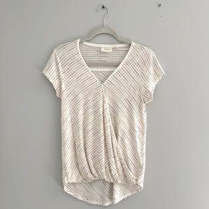 Maeve Anthropologie Rainbow Striped Wrap Front Knit Top